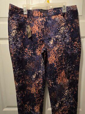 PERUVIAN CONNECTION Women's Stretch Indigo Atelier Abstract Print Pants - Sze 14